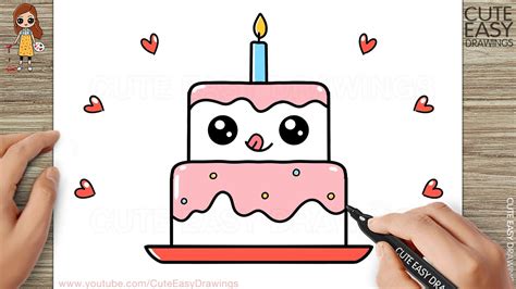 How to Draw a Cute Cake Step by Step YouTube