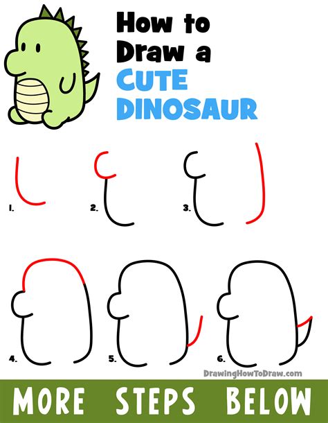 How to Draw a Cute Dinosaur Easy Drawing Tutorial For Kids