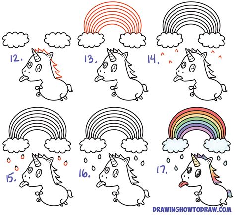 How to Draw a Cute Rainbow Unicorn Easy Step by Step for Kids and
