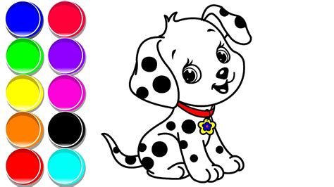 How to Draw a DALMATIAN Drawing and Coloring a DALMATIAN for Toddlers