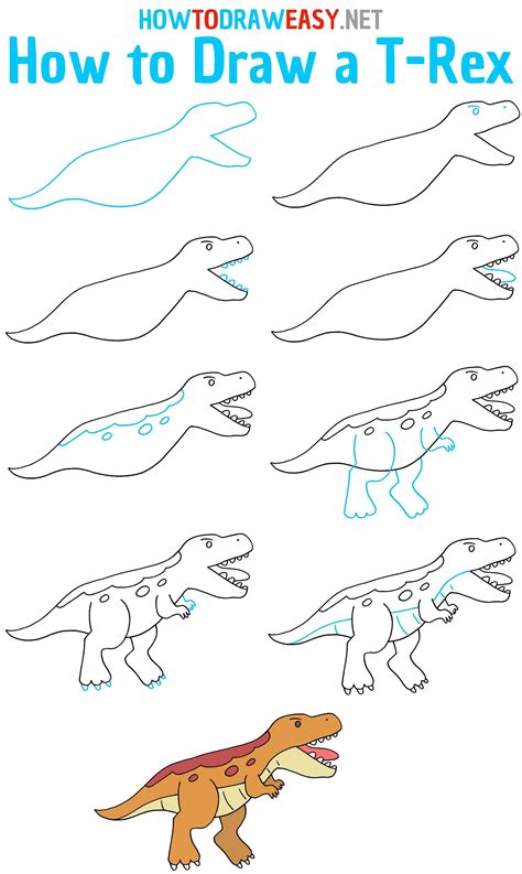 How to Draw a Dinosaur Drawing a T-Rex Dinosaur Easy.