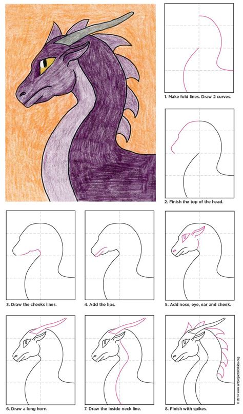 How to Draw a Dragon Tutorial Video and Dragon Coloring Page Kids art