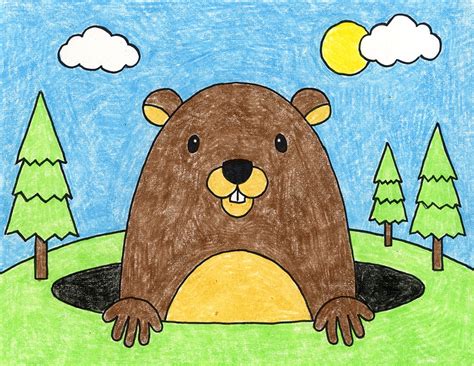 How to Draw a Groundhog Easy Drawing Tutorial For Kids