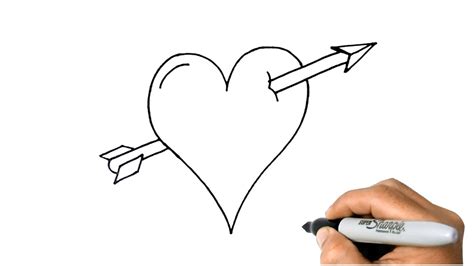 How to Draw a Heart with an Arrow Easy 1 Minute Drawing! YouTube