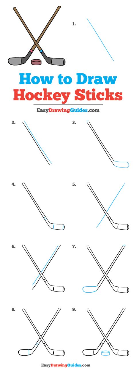 How to Draw a Hockey Stick Step by Step EasyLineDrawing