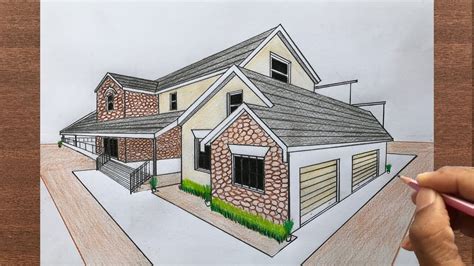 How to Draw a House in 2point perspective Step by Step YouTube