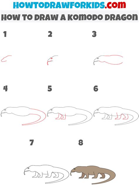 How to Draw a Komodo Dragon Easy Drawing Tutorial For Kids