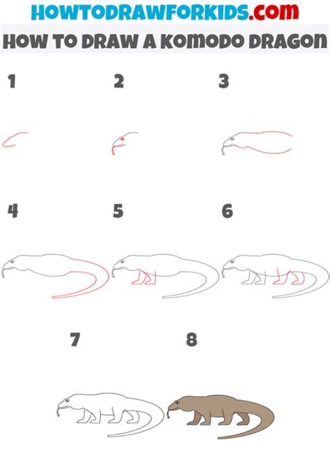 How to Draw a Komodo Dragon Step by Step Easy Drawing Guides