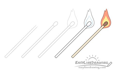 How to Draw a Match Step by Step EasyLineDrawing