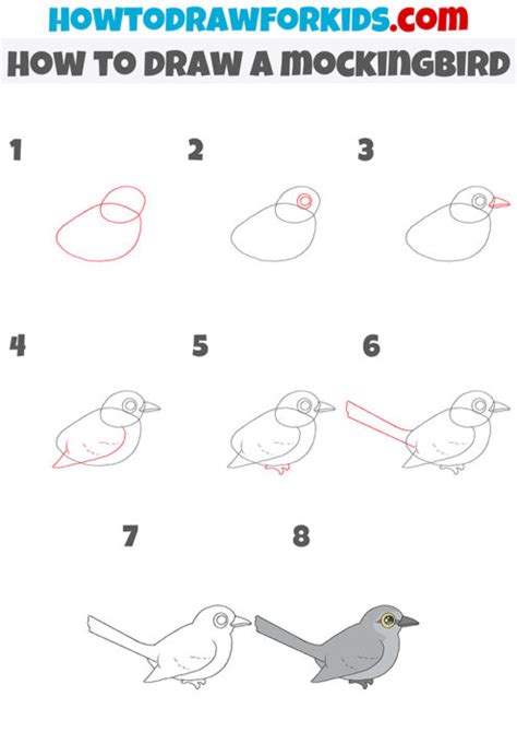 How to Draw a Mockingbird Really Easy Drawing Tutorial