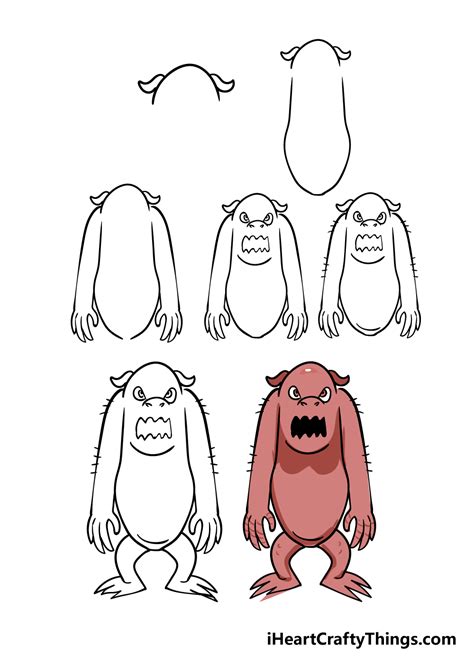 How to Draw a Monster Easy Step by Step Scary Monsters Drawing