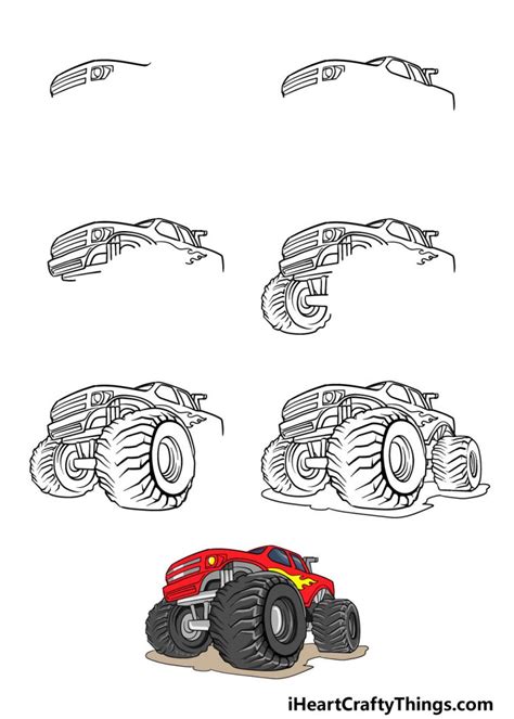 How to Draw a Monster Truck Step by Step Easy Drawing Guides