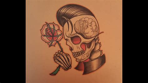 How to Draw a Neo Traditional Greaser Skull by thebrokenpuppet YouTube
