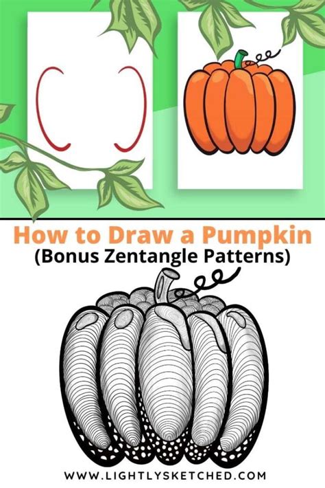 How to Draw a Pumpkin Easy Step by Step Lightly Sketched Mono