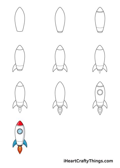 How to Draw a Rocket Step by Step Pictures with Instructions