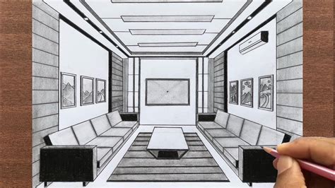 How to Draw a Room using 1 Point Perspective YouTube