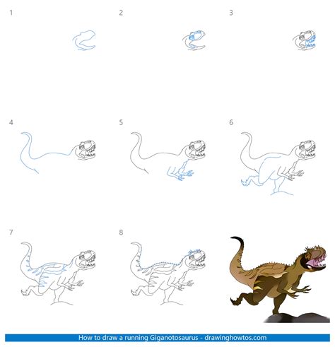 How to Draw a Running Giganotosaurus Step by Step Easy Drawing Guides
