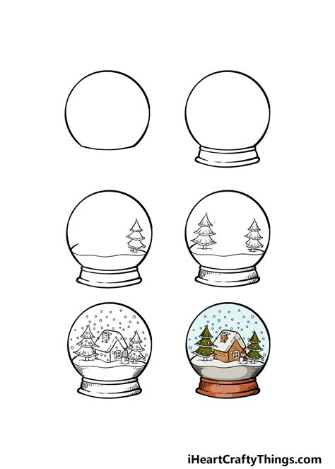How to Draw a SNOWMAN in a SNOW GLOBE Step by Step SNOW GLOBE Drawing