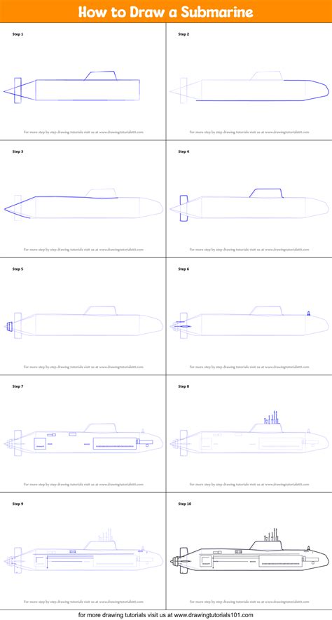 How to Draw a Submarine (Military) Step by Step