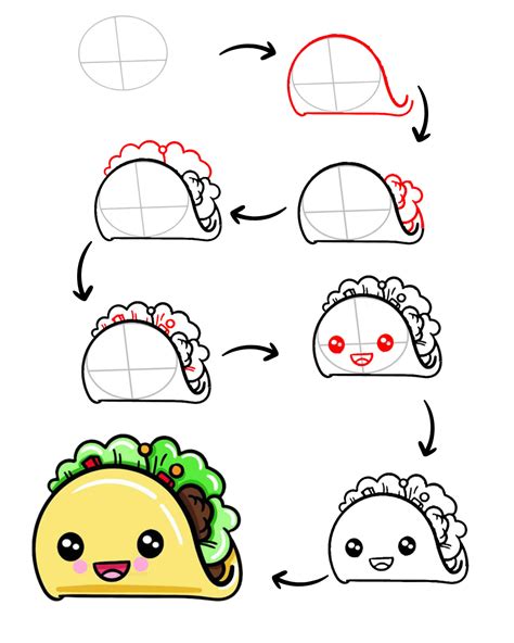 How to Draw a Taco Step by Step Easy Drawing Guides Drawing Howtos