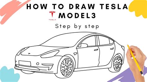 How to Draw a Tesla Model 3 Car Drawing Step by Step