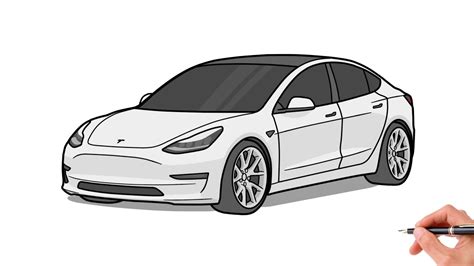 How to Draw a Tesla Model 3 Car Drawing Step by Step https