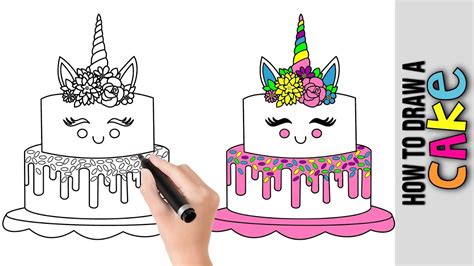 How to Draw a Unicorn Cake Easy Drawing Tutorial For Kids
