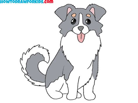 How to Draw an Australian Shepherd Drawing Tutorial For Kids