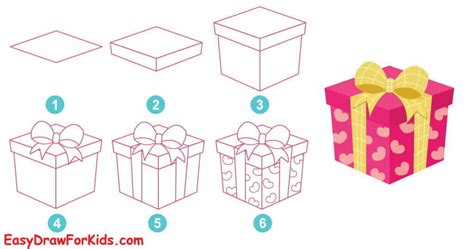 How to Draw an Open Gift Box Step by Step Easy Drawing Guides