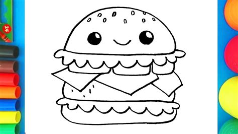 How to Draw and Color a Burger Coloring Page for kids Step by step