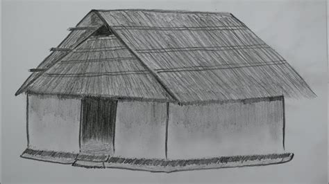 How to Draw and shade a hut Step by Step YouTube