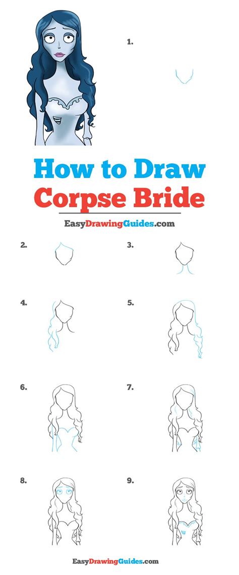 How to Draw the Corpse Bride Really Easy Drawing Tutorial