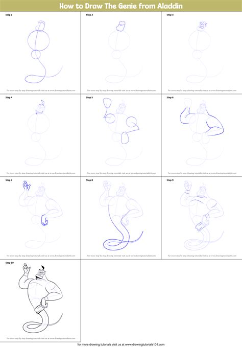 How to Draw the Genie from Disneys Aladdin Step by Step Drawing