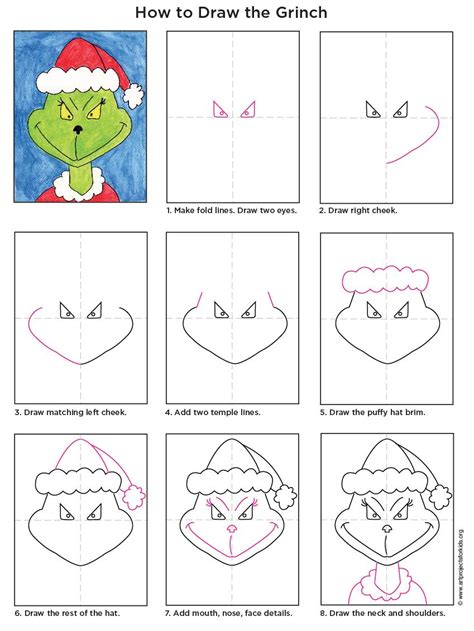 How to Draw the Grinch. PDF tutorial included. artprojectsforkids 