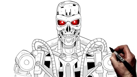 How to Draw the T800 ENDOSKELETON (The Terminator) Drawing Tutorial