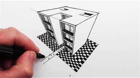 How to Draw using 3Point Perspective Simple Buildings