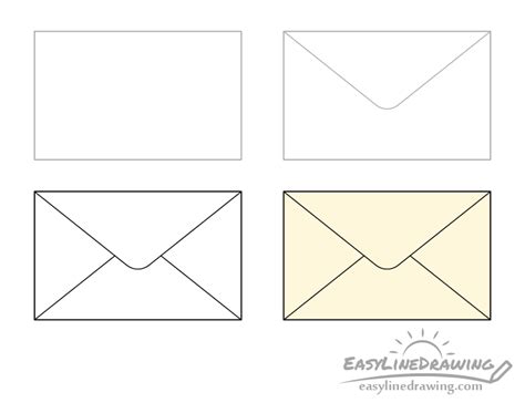 How to Drawn an Envelope Step by Step EasyLineDrawing