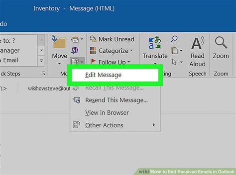 How to Edit a Received Email in Outlook