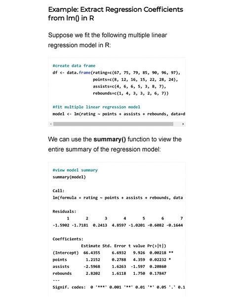 How to Extract Regression Coefficients from lm() Function …