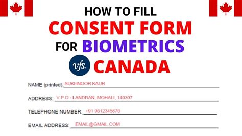 How to Fill Consent Form For Canada VFS Appointment For Biometrics