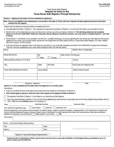 How to Fill In Texas Cna Reciprocity