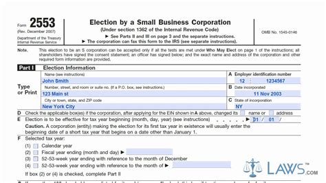 How to Fill in Form 2553 Election by a Small Business Corporation S
