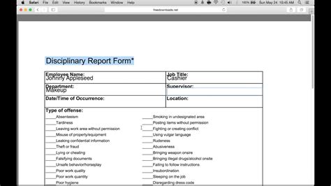 How to Fillin an Employee Write up Form PDF Word YouTube