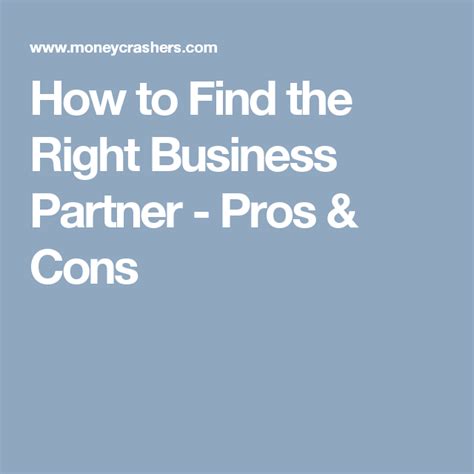 How to Find the Right Business Partner Pros amp Cons