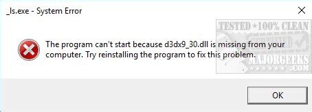 How to Fix D3dx9 30 dll Is Missing or Not Found Errors