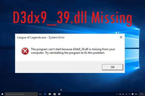 How to Fix D3dx9 39 dll Is Missing or Not Found Errors