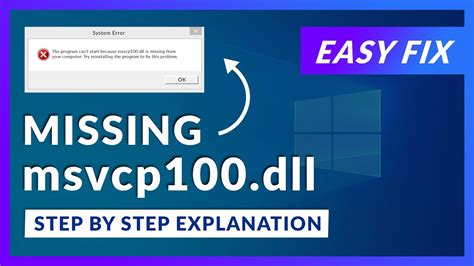 How to Fix Msvcp100 dll Is Missing or Not Found Errors