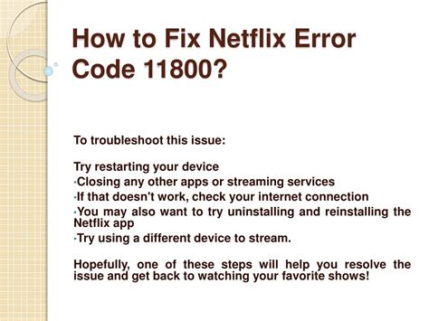 How to Fix Netflix Error Code 11800