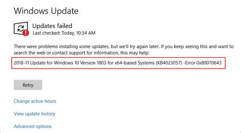 How to Fix Windows Update Error 0x80070643