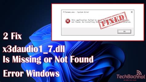 How to Fix X3daudio1 7 dll Is Missing or Not Found Errors